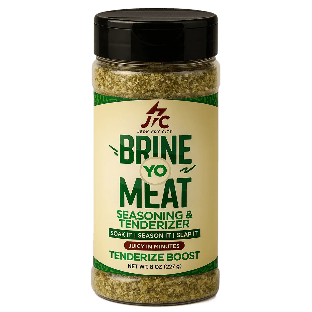 Jerk Fry City Brine Yo Meat seasoning & tenderizer 8 oz jar