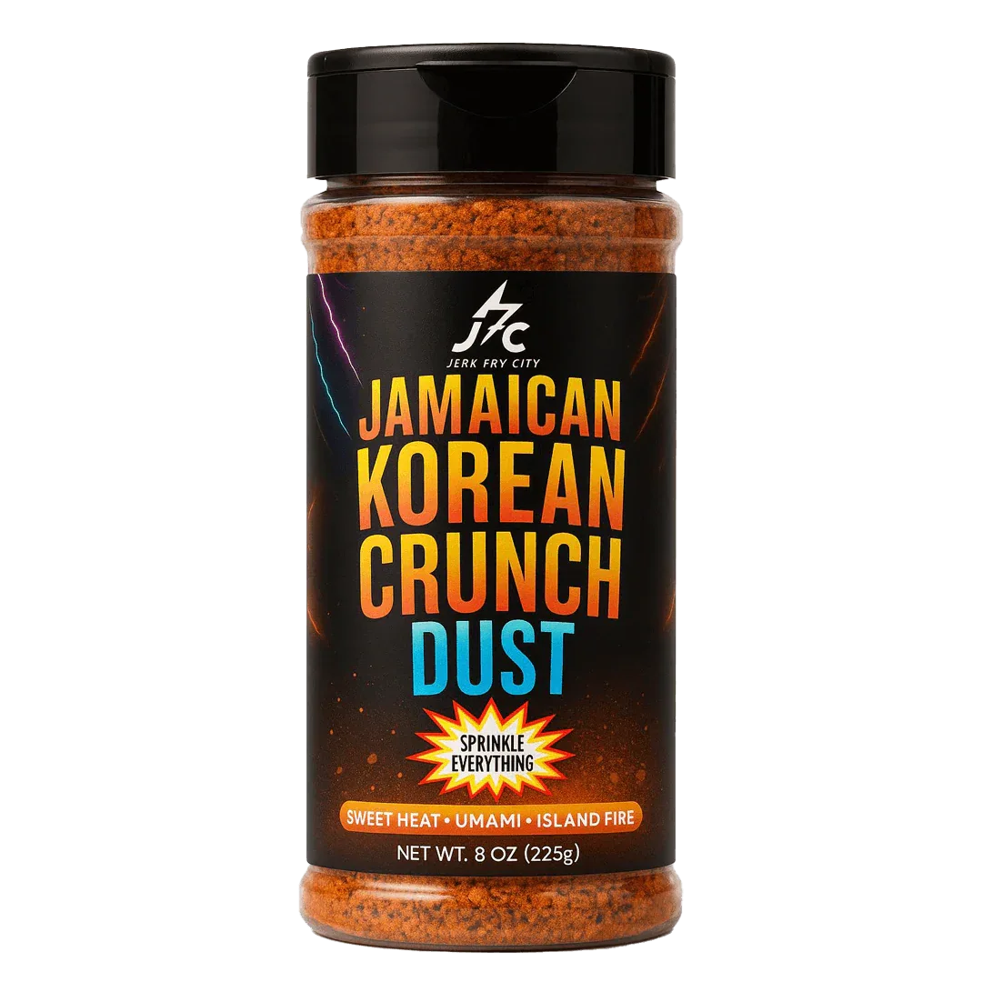 Jamaican Korean Crunch Dust seasoning 8 oz jar - Jerk Fry City